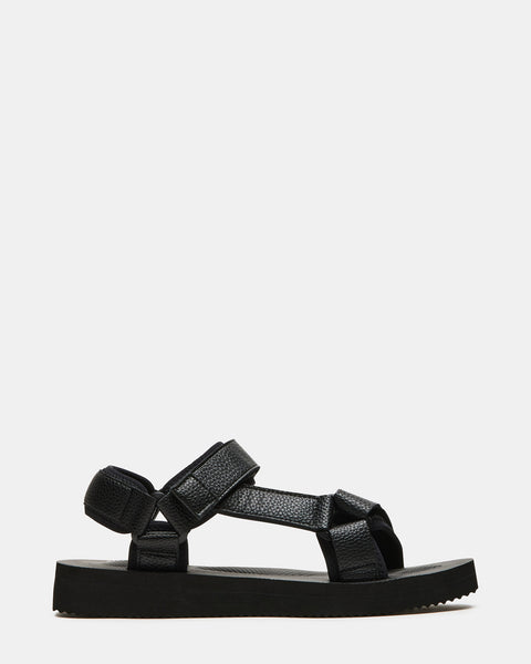 THEROS Black Leather Velcro Sandals | Men's Shoes – Steve Madden