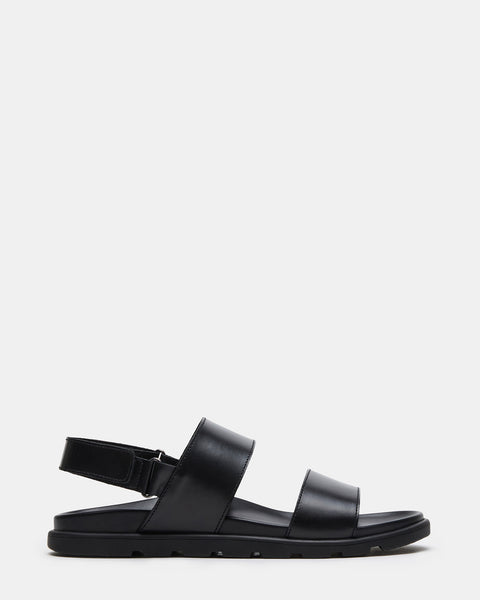 THOROS Black Leather Velcro Sandals | Men's Shoes – Steve Madden