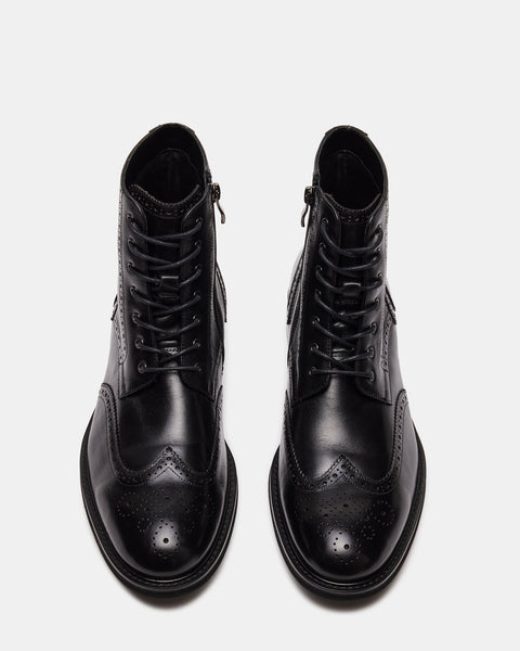 XANDDY Black Leather Lace-Up Ankle Boot | Men's Boots – Steve Madden