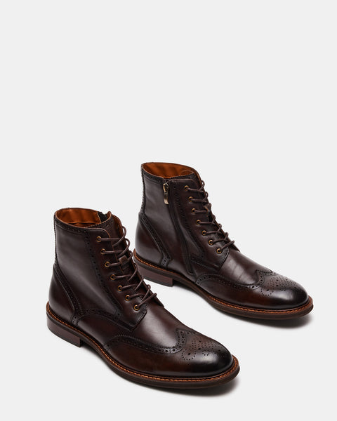 XANDDY Brown Leather Lace-Up Ankle Boot | Men's Boots – Steve Madden