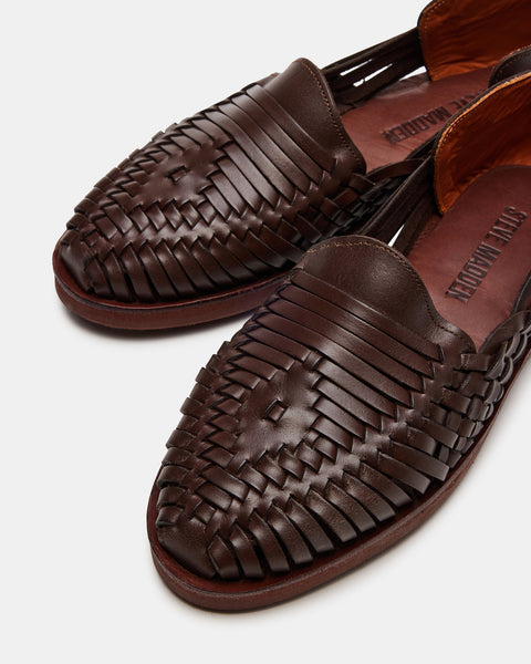 ZINC Brown Leather Fisherman Sandals | Men's Huaraches – Steve Madden