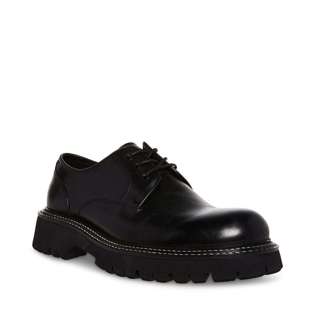 ZYLEN Black Leather Lace-Up Lug Sole Loafer | Men's Loafers – Steve Madden