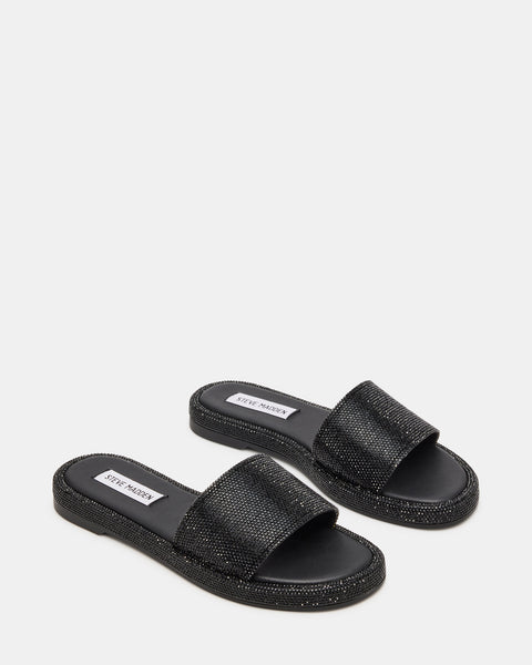 ACHIEVE Black Rhinestone Slide Sandal | Women's Sandals – Steve Madden