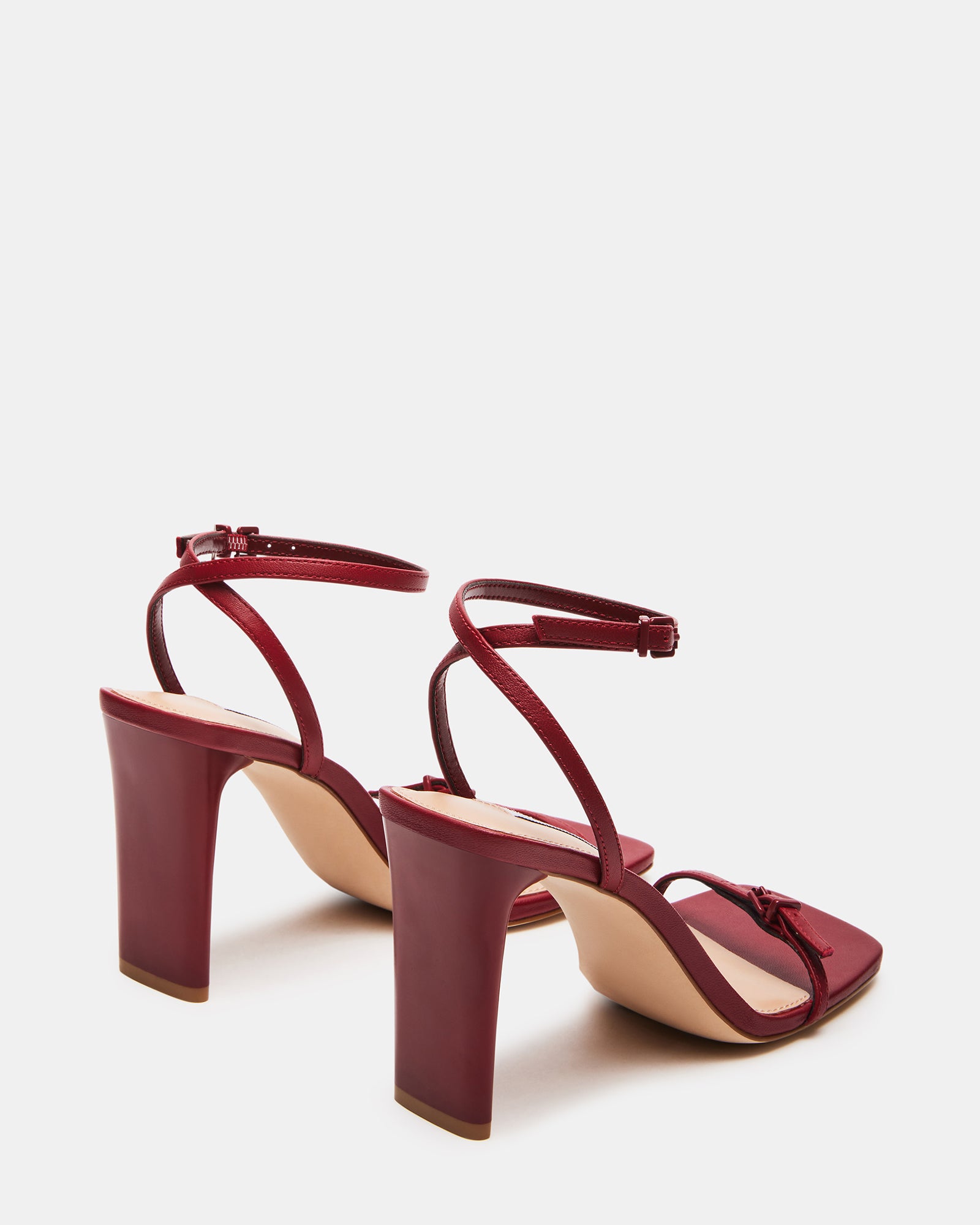 AILENE Wine Leather Square Toe Dress Sandal | Women's Heels – Steve Madden