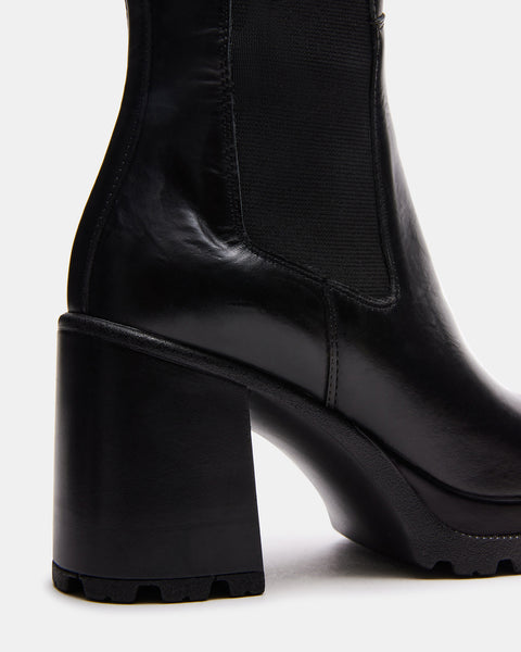 ALESTI Black Leather Square Toe Knee High Boot | Women's Boots – Steve ...