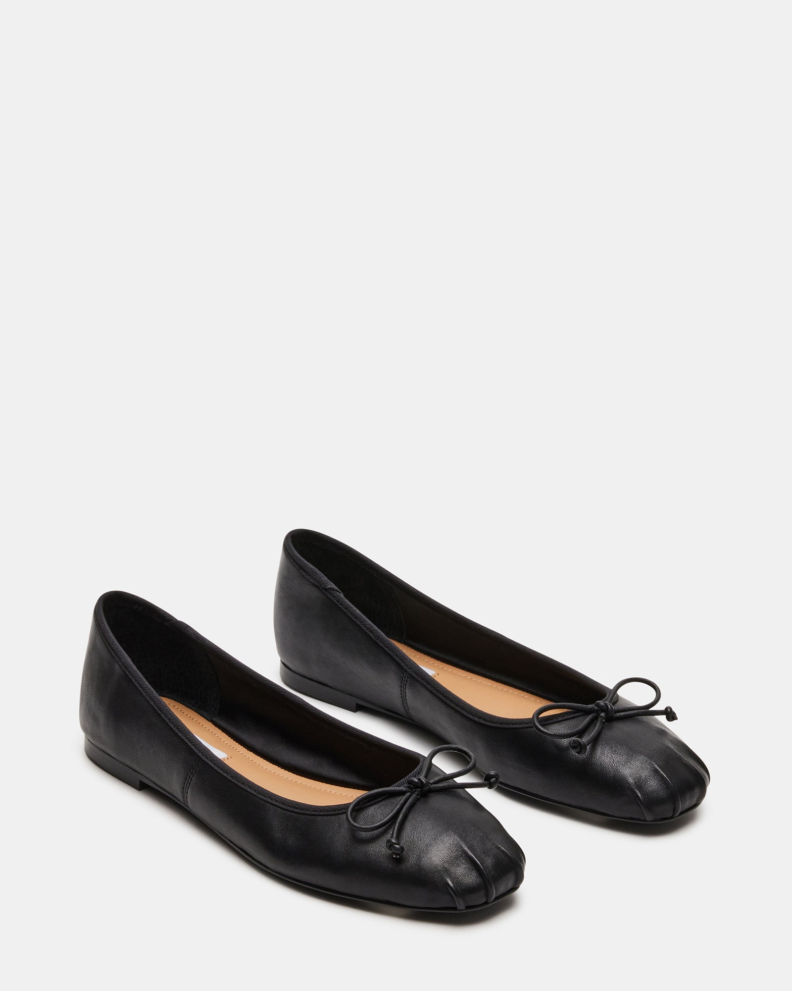 ANNALISE Black Leather Ballet Flat | Women's Flats – Steve Madden