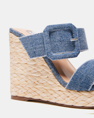 STEVE MADDEN Girls' Denim Espadrille Platform Wedge Sandals