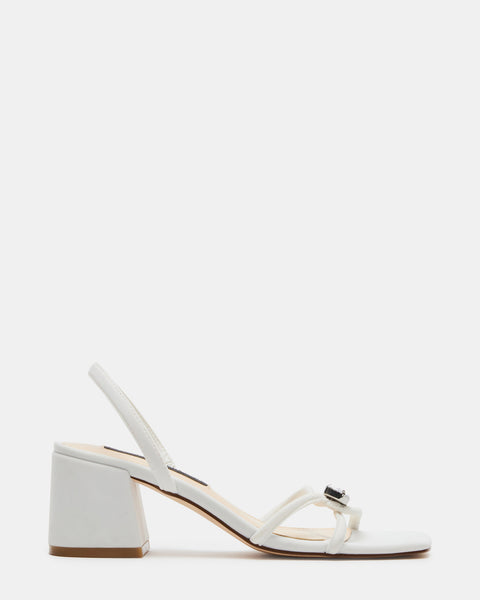 ANYA White Strappy Block Heel Slingback | Jessica Rich x Steve Madden