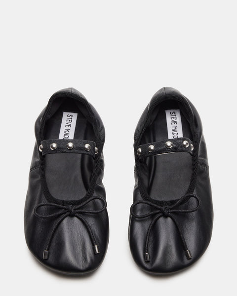 ARABELLA Black Leather Ballet Flat | Women's Flats – Steve Madden