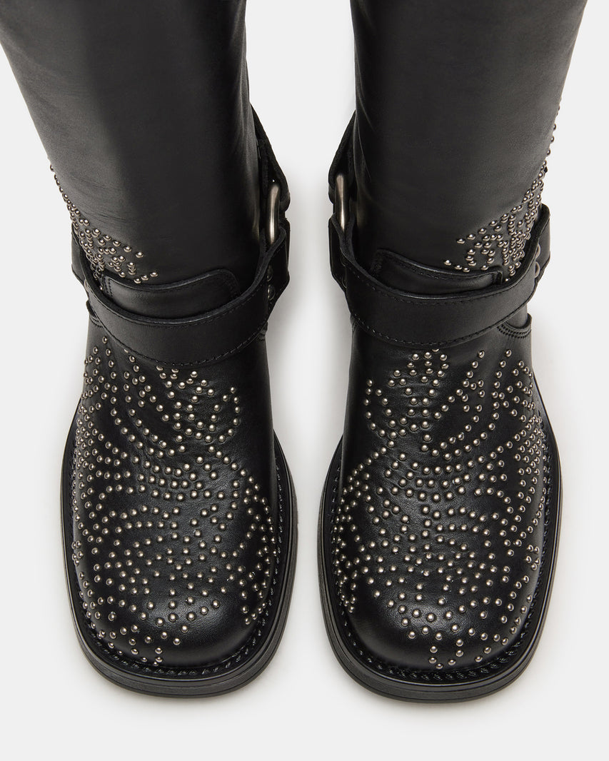 ASTOR BLACK LEATHER STUDS