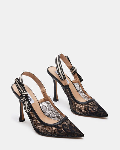 BRI Black Lace Slingback Pump Heel - Steve Madden