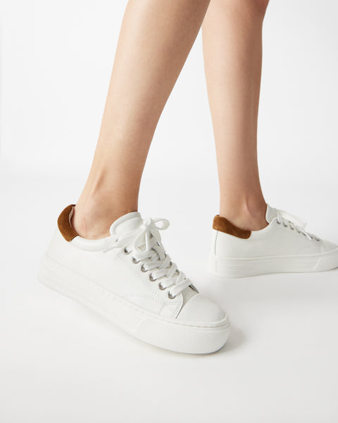 CAPTIVATE White/Camel Low-Top Lace-Up Sneaker | Women's Sneakers ...