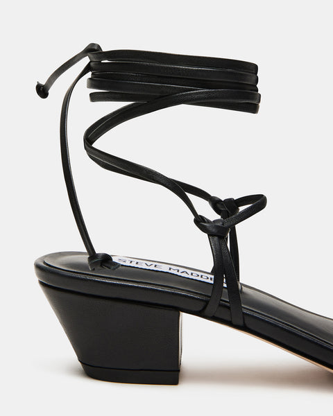 Carrington Black Leather Lace-up Heel 