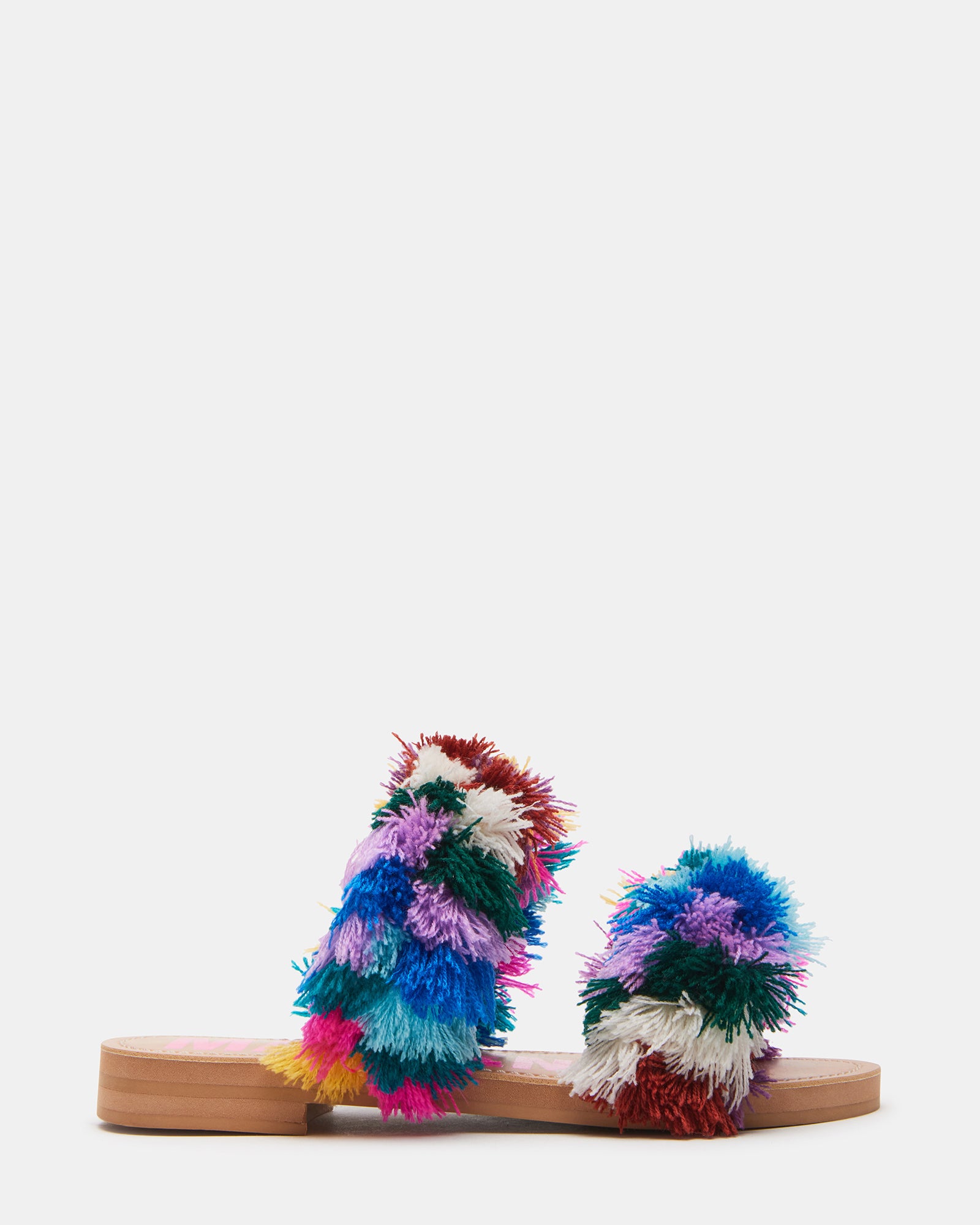 COAST Rainbow Multi Pom Pom Slide Sandal Steve Madden