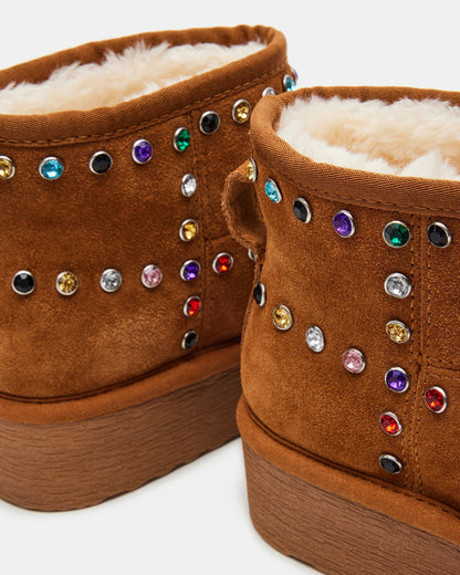 COMFY CHESTNUT SUEDE RHINESTONES