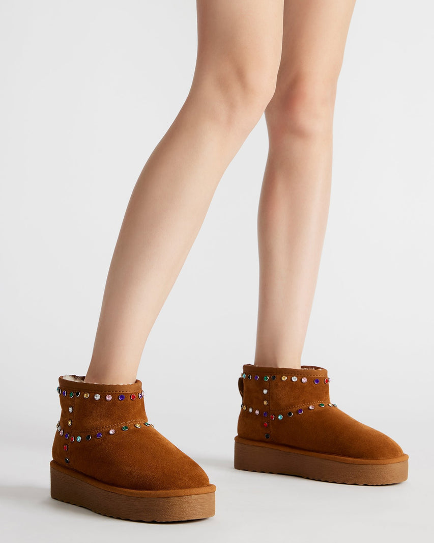 COMFY CHESTNUT SUEDE RHINESTONES