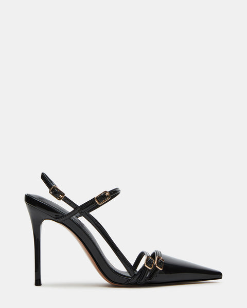 DEAGAN Black Patent Strappy Pump Heel | Women's Heels – Steve Madden