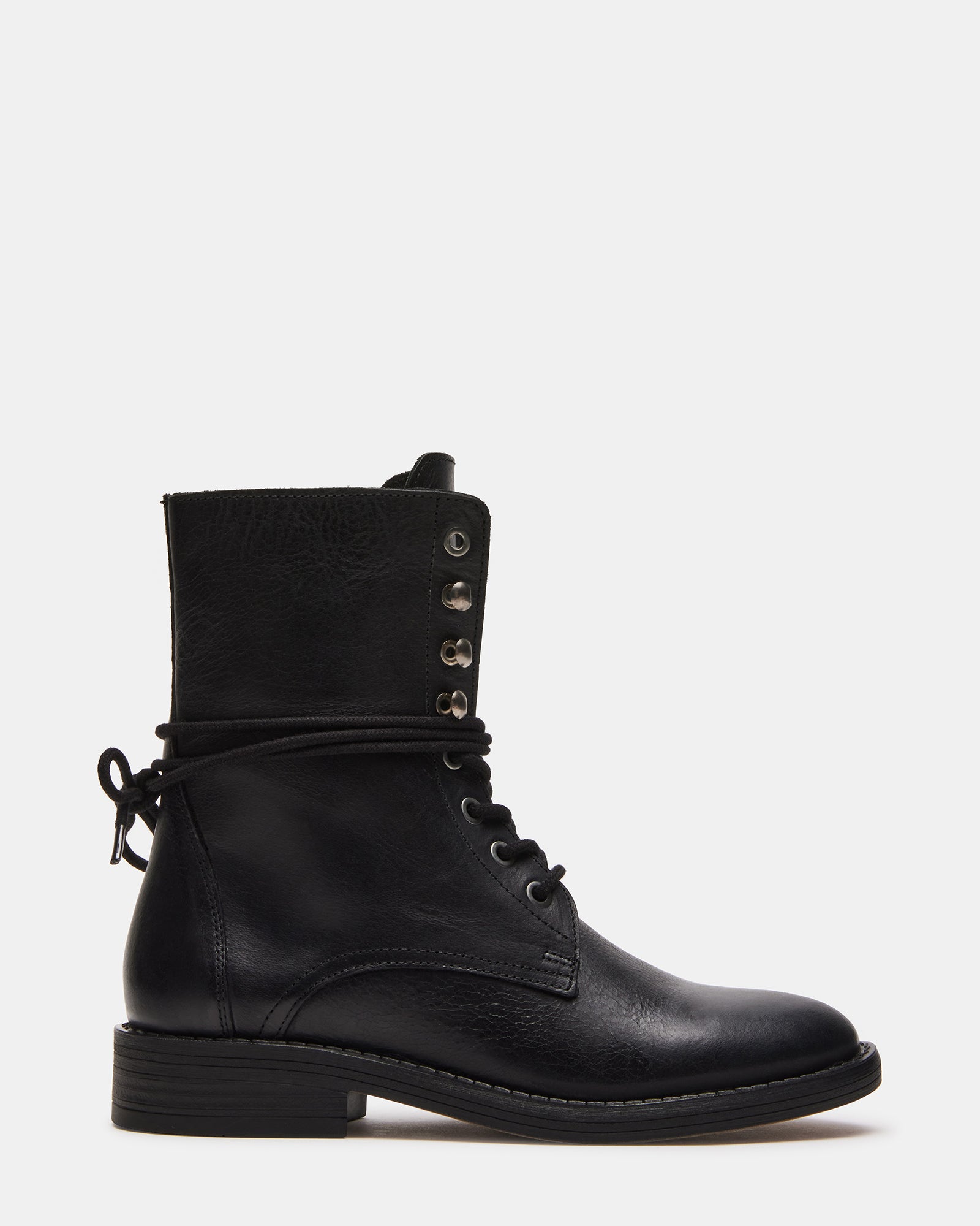 Steve Madden Womens Hunt Leather Combat & Lace-up Boots Black 9.5 Medium  (B,M) - Walmart.com