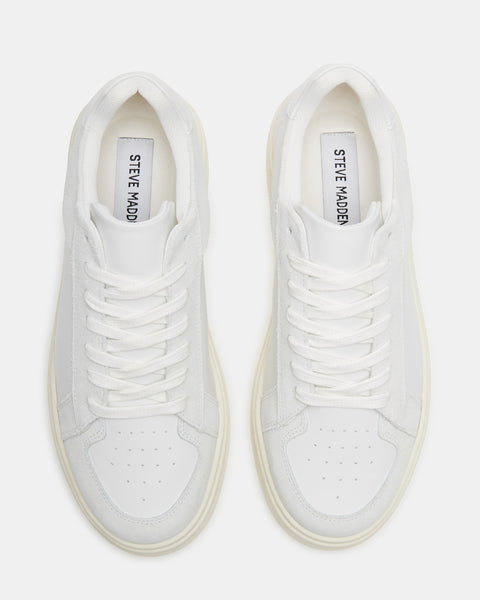 DOMINO White Leather Tonal Platform Sneaker | Women's Sneakers – Steve ...