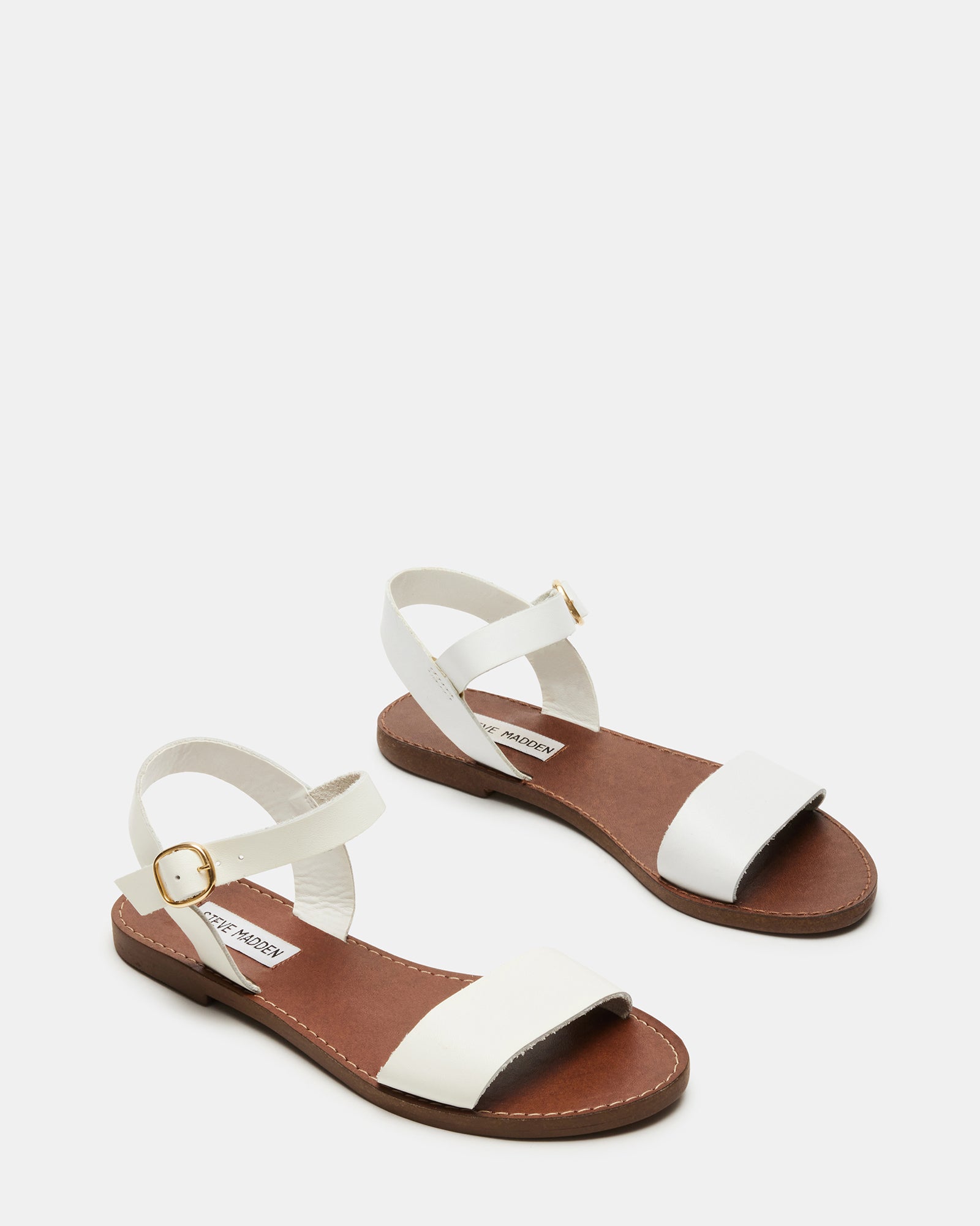 DONDDI White Leather Sandal | Women's Sandals – Steve Madden