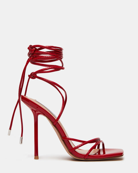 EVITA Red Patent Strappy Square Toe Heel | Women's Heels – Steve Madden