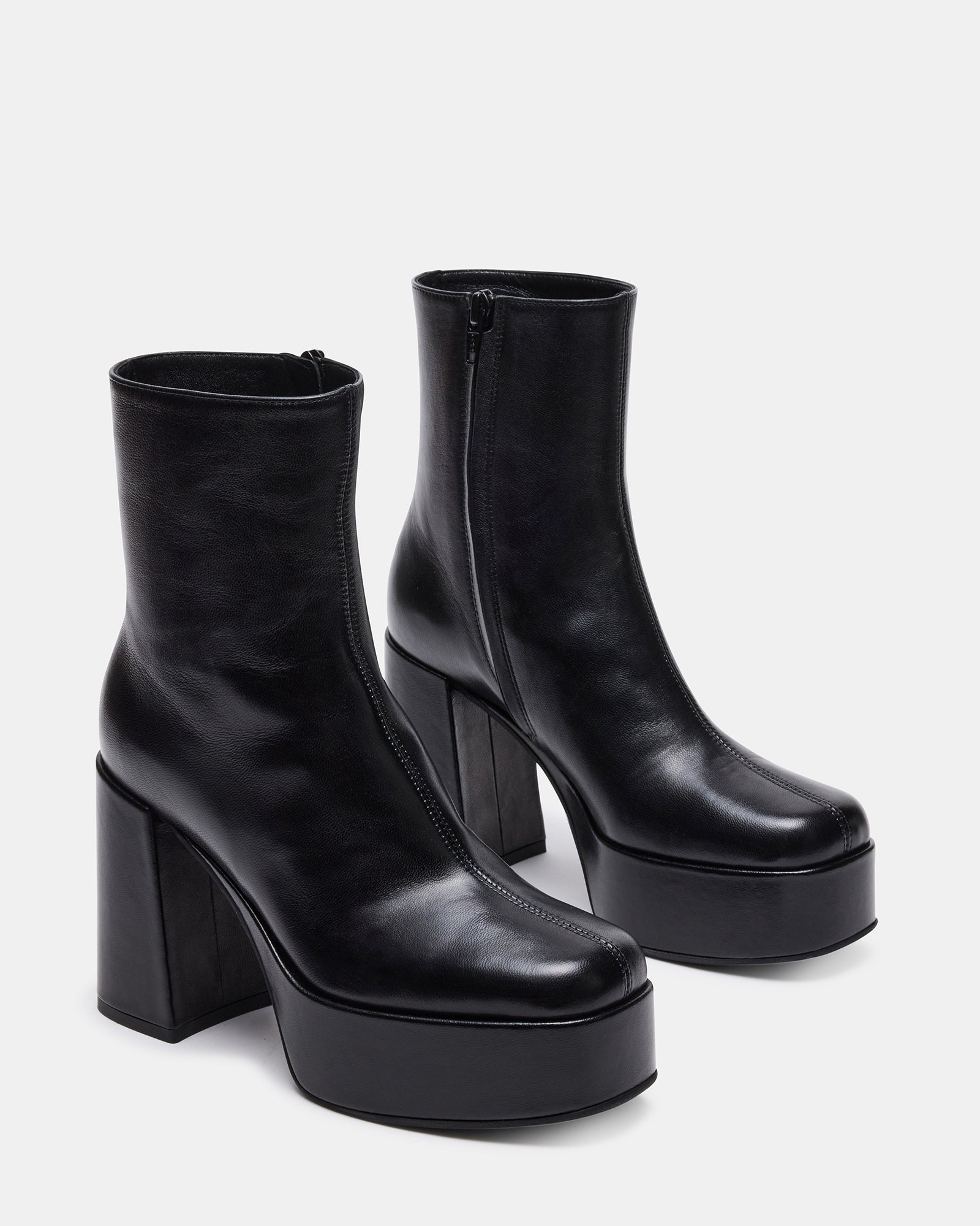 FIA Black Leather Ankle Bootie | Women's Booties – Steve Madden