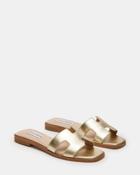 HADYN Gold Leather Sandal | Women's Designer Sandals – Steve Madden