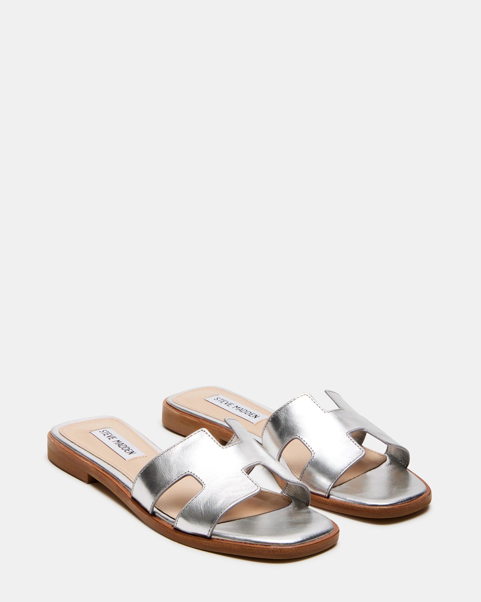 HADYN Silver Leather Sandal | Women's Designer Sandals – Steve Madden