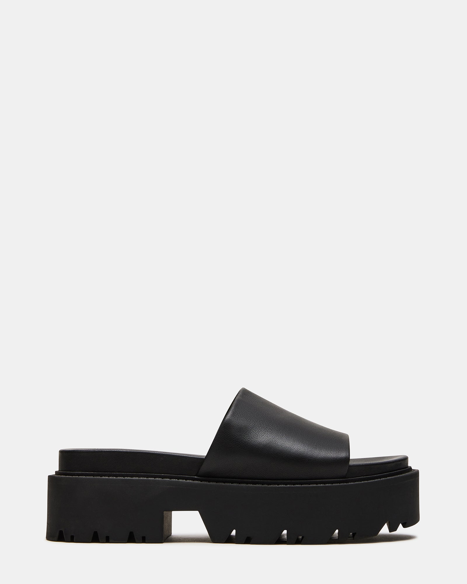 HELENA Black Leather Platform Slide Sandal | Women's Sandals – Steve Madden