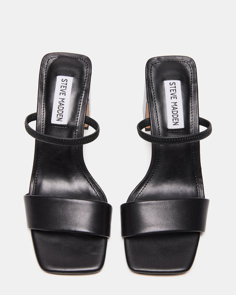 JADEN Black Leather Square Toe Mule | Women's Heels – Steve Madden
