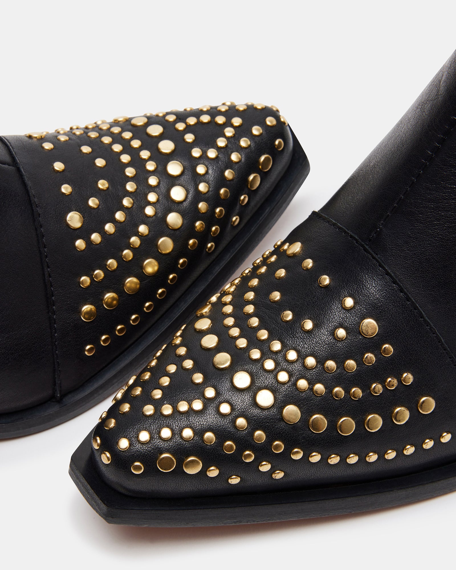 JAMISON Black Leather Studded Western Bootie | Women's Booties – Steve ...