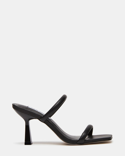 JOY Black Leather Strappy Square Toe Sandal | Women's Heels – Steve Madden