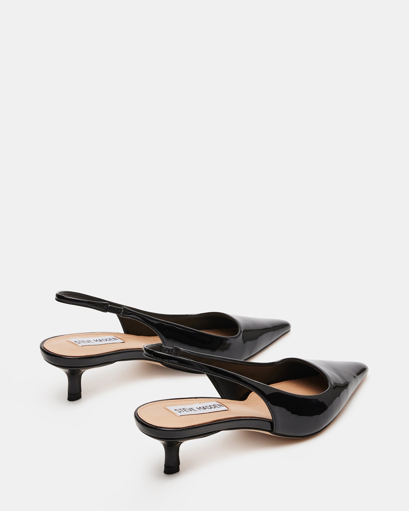 KARI Black Patent Slingback Point Toe Kitten Heel | Women's Heels ...