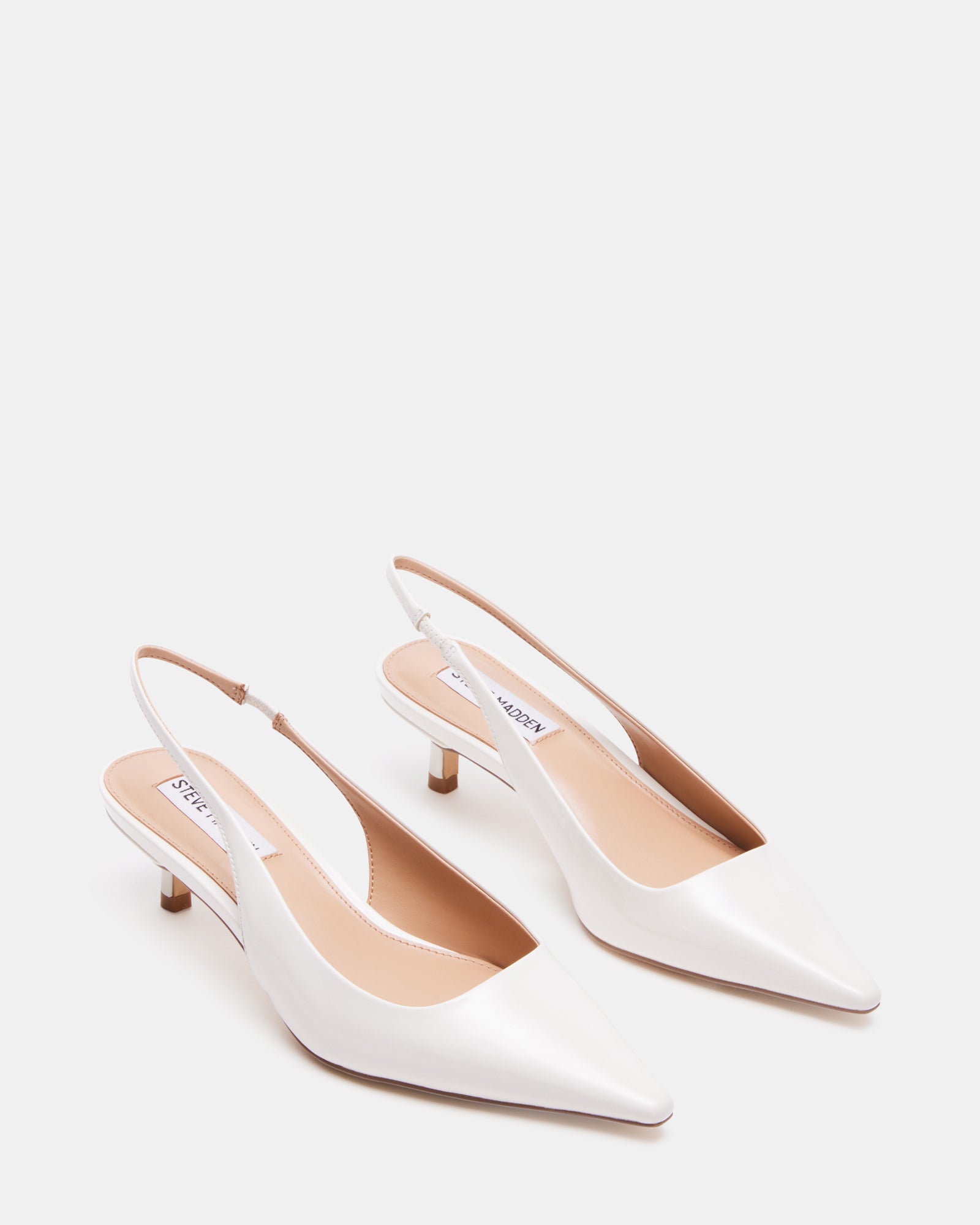 KARI White Patent Slingback Point Toe Kitten Heel | Women's Heels ...