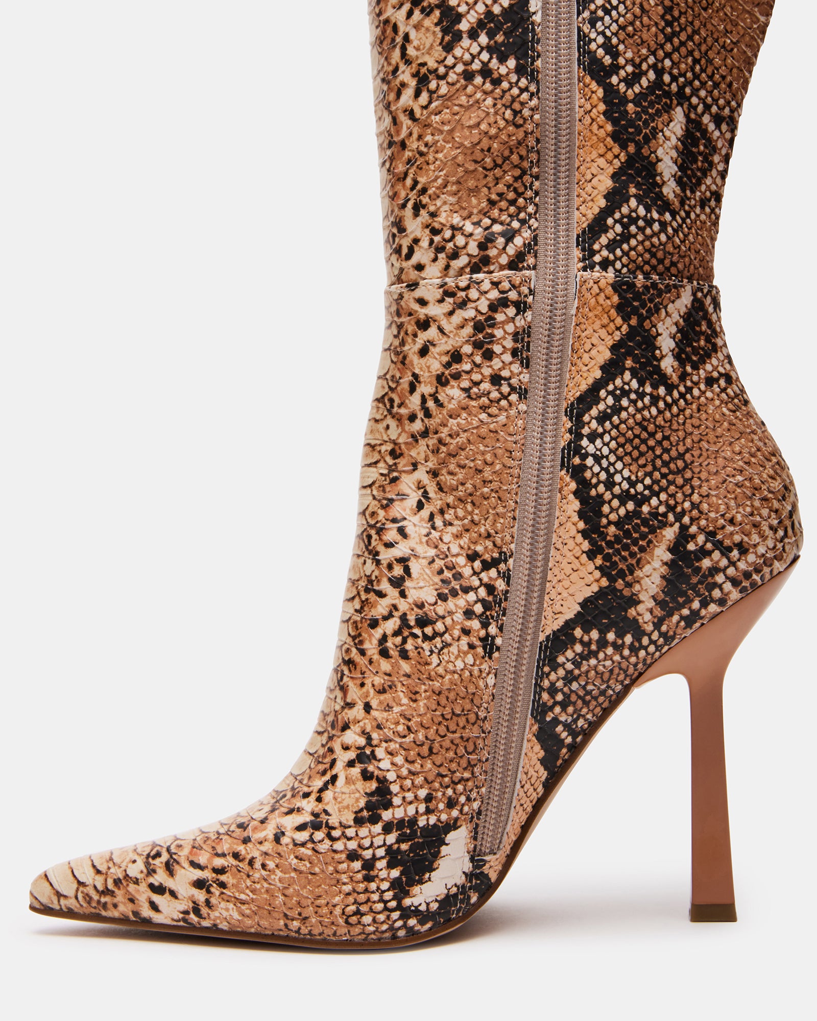 KATHLEEN Natural Snake Point Toe Knee High Boot | Women's Shoes – Steve ...
