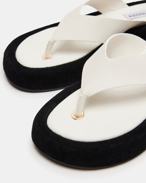 KYLEN White Leather Thong Slide Sandal | Women's Sandals – Steve Madden