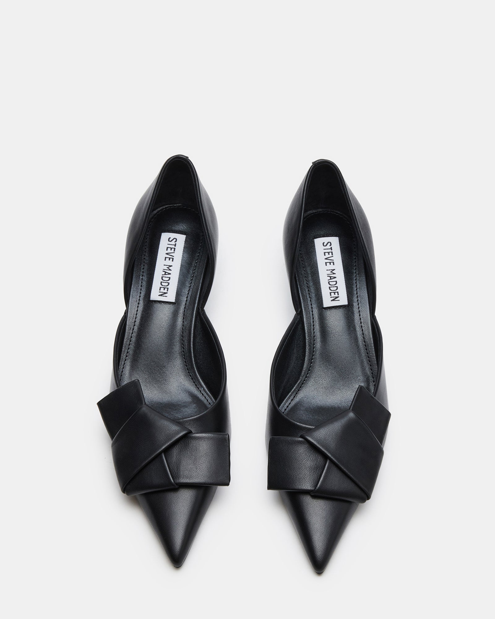 LAKOTA Black Leather Bow Kitten Heel | Women's Heels – Steve Madden