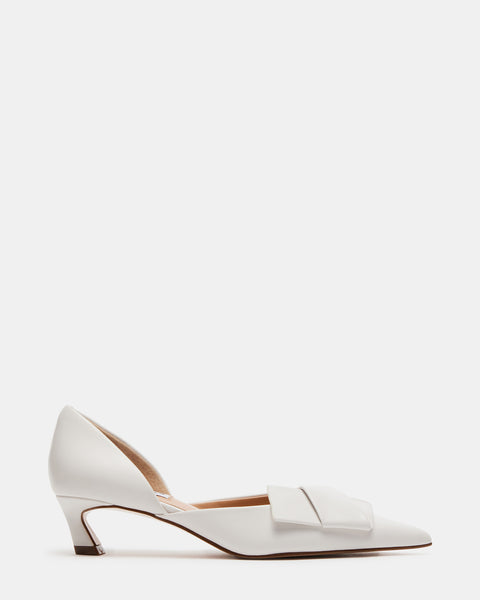 LAKOTA White Leather Bow Kitten Heel | Women's Heels – Steve Madden