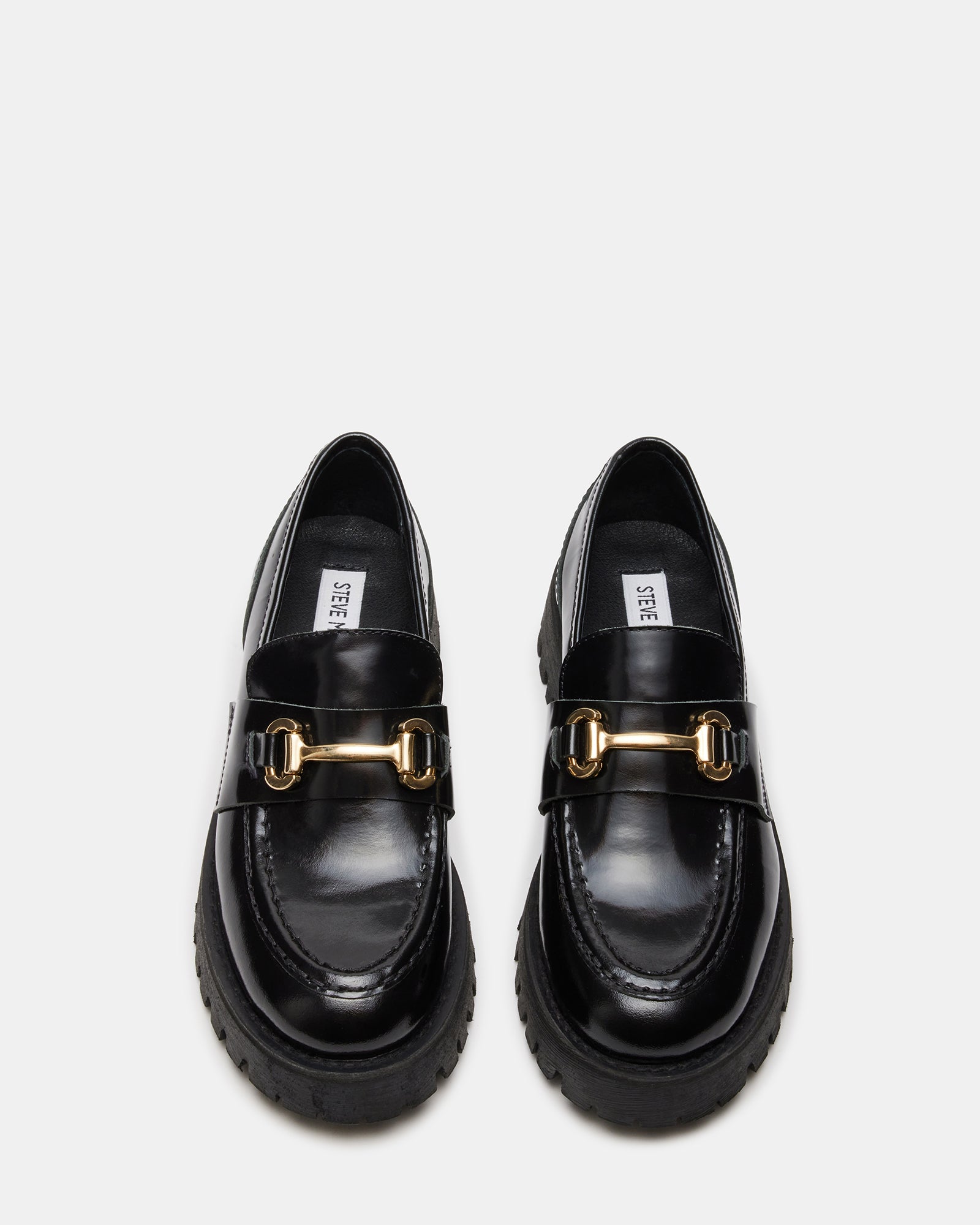 LANDO Black Leather Loafer | Women's Lug Loafer – Steve Madden