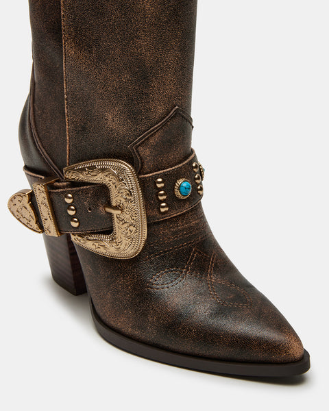 LASSO BUCKLE BROWN DISTRESSED