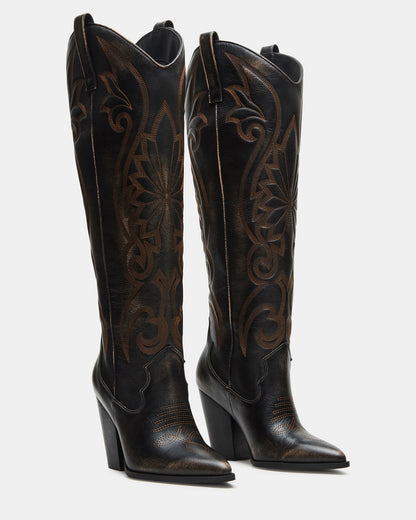 LASSO BROWN DISTRESSED WIDE CALF