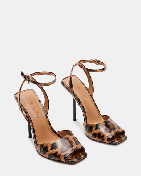 LILAC Leopard Patent Square-Toe Strappy Heel | Women's Heels – Steve Madden