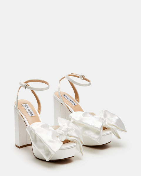 LIVELY White Satin Bow Detailed Platform Heel | Women's Heels – Steve ...