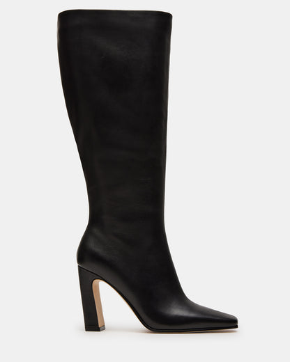 LIZETTE BLACK LEATHER WIDE CALF