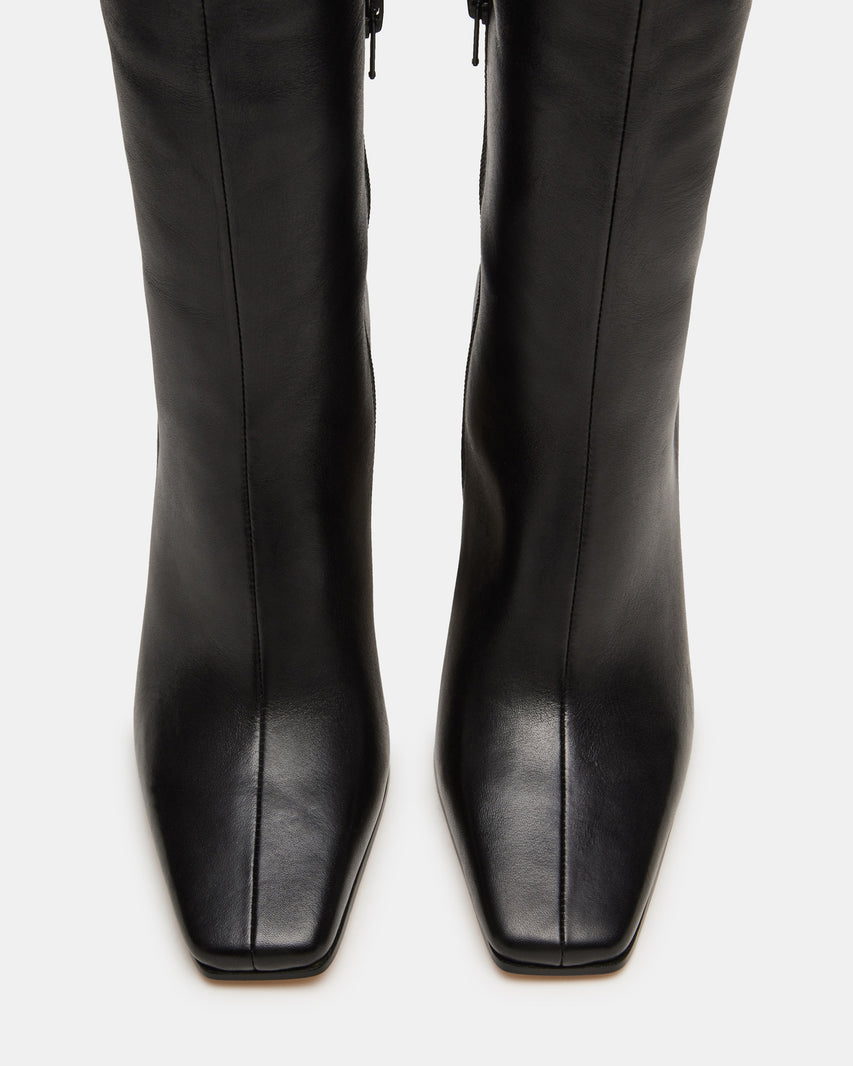 LIZETTE BLACK LEATHER WIDE CALF