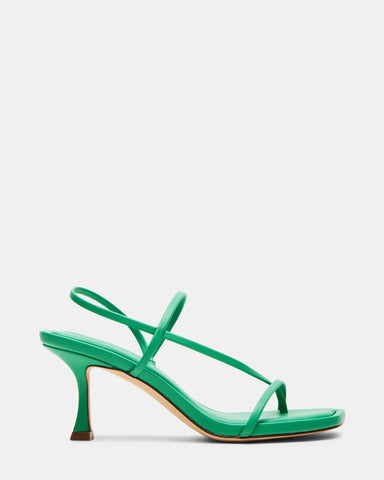 SS22008 Genuine leather strappy block heel sandals in Green and