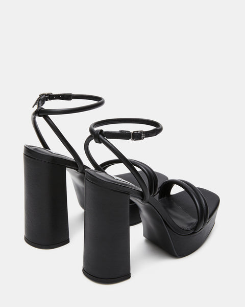 LOFTY Black Leather Platform Block Heel | Women's Heels – Steve Madden
