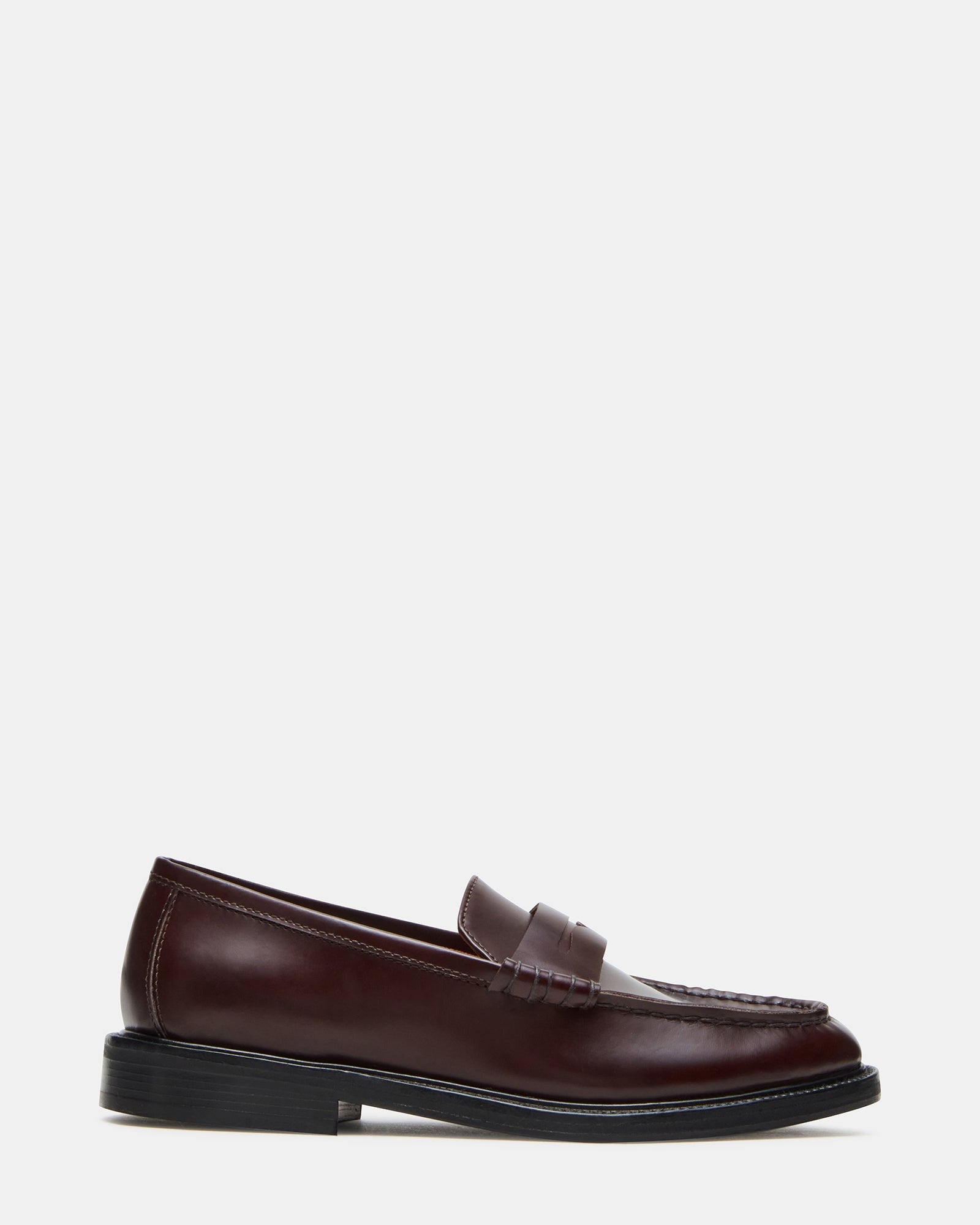 MADISON Burgundy Box Leather Penny Loafer | Women's Loafers – Steve Madden