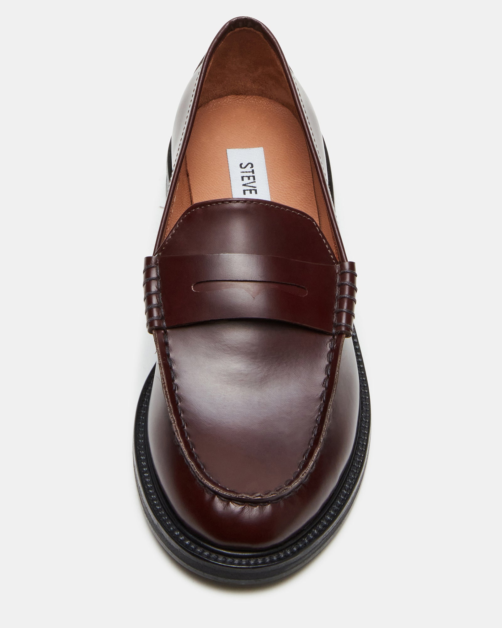 MADISON Burgundy Box Leather Penny Loafer | Women's Loafers – Steve Madden