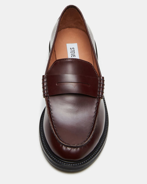 Madison Burgundy Box Leather Penny Loafer 